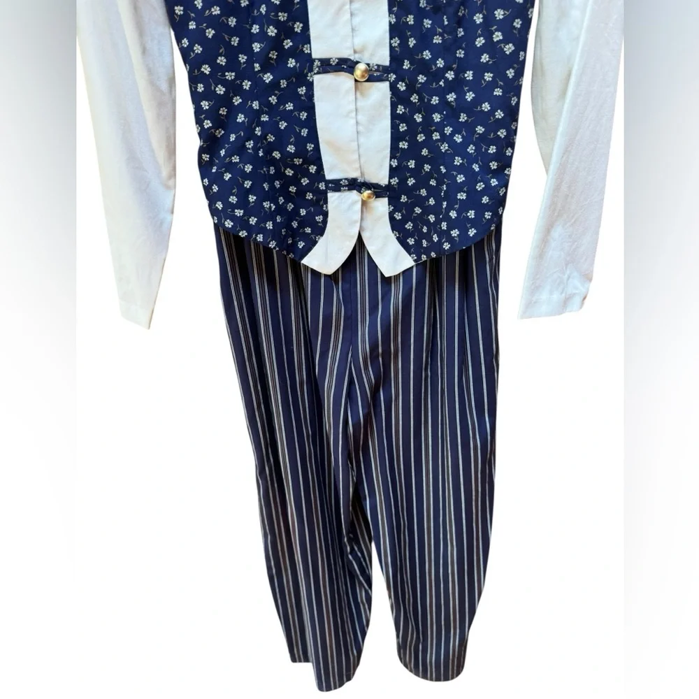 Deadstock 1980s go Vicki! Ditsy Floral Striped Jumpsuit‎